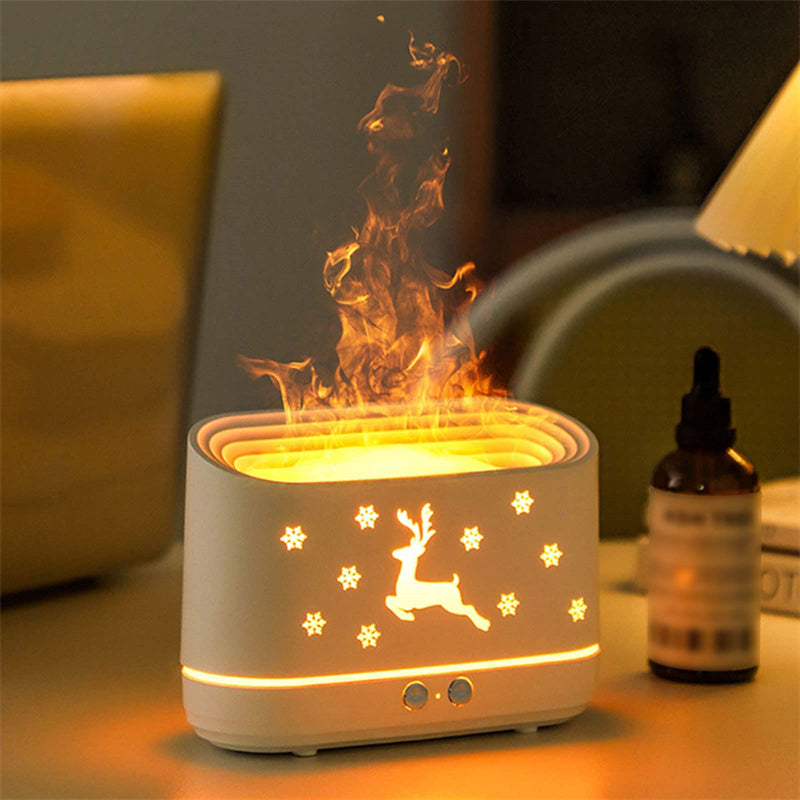Elk Flame Aroma Diffuser,Realistic Flame Humidifier And Christmas Atmosphere Lamp