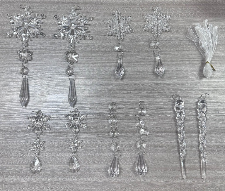 10pcs Acrylic Icicle Ornaments,Christmas Tree Hanging Pendants Set