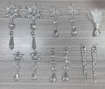 10pcs Acrylic Icicle Ornaments,Christmas Tree Hanging Pendants Set