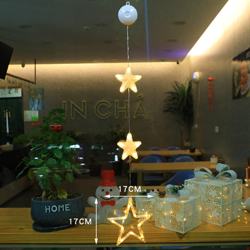 LED Suction Cup Window Lights,Battery Powered Christmas Star Decor