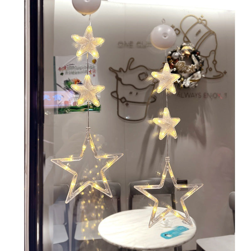 LED Suction Cup Window Lights,Battery Powered Christmas Star Decor